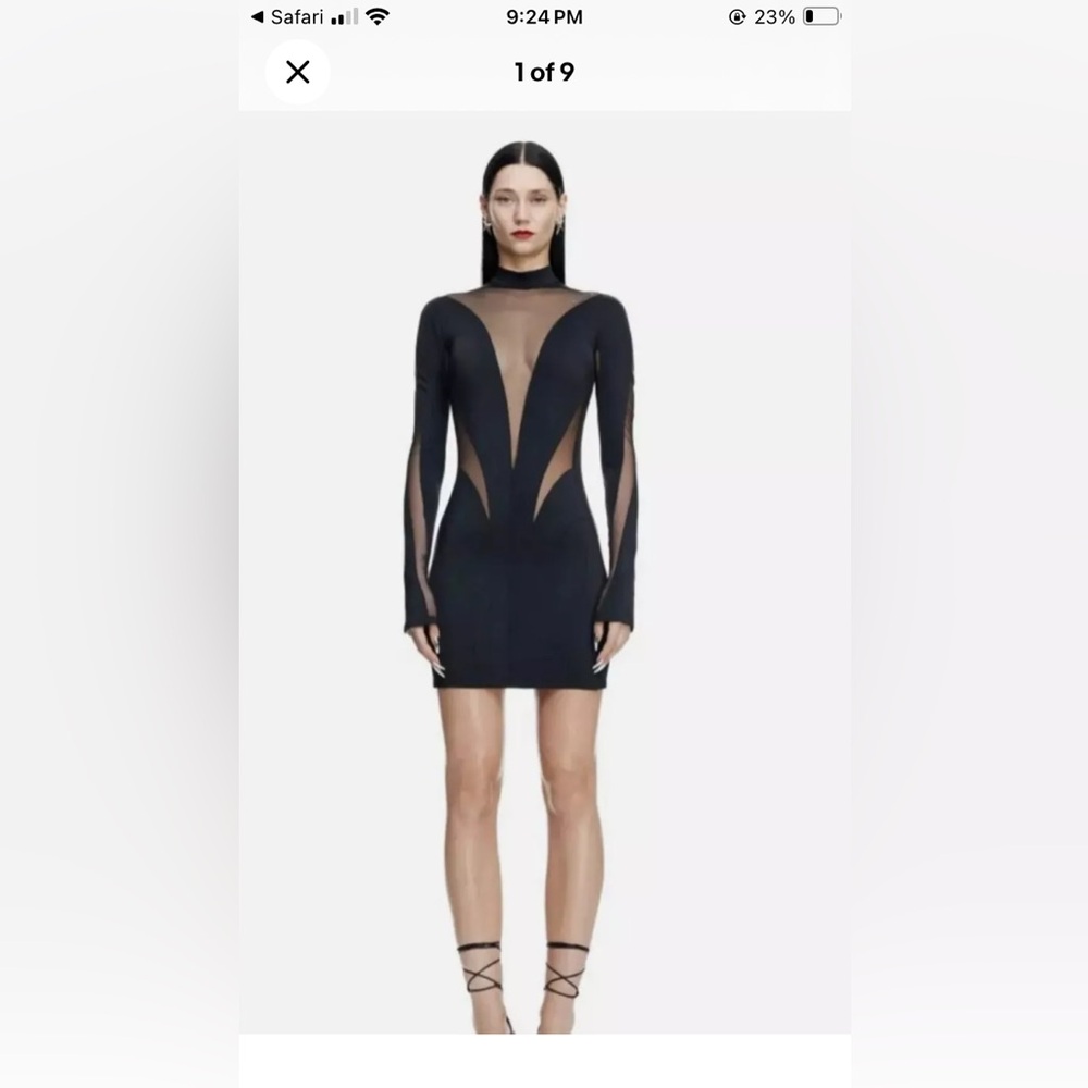 Mugler H&M Mesh-paneled Mini Dress
